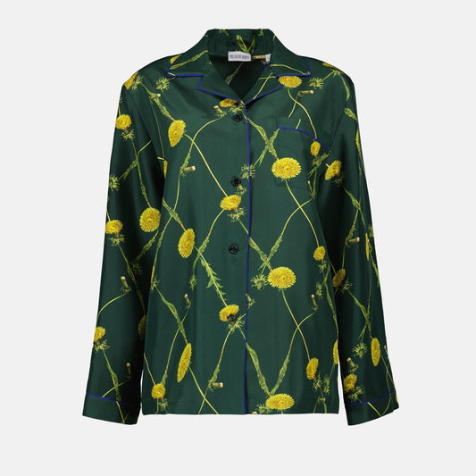 Floral Print Silk Pajama Shirt