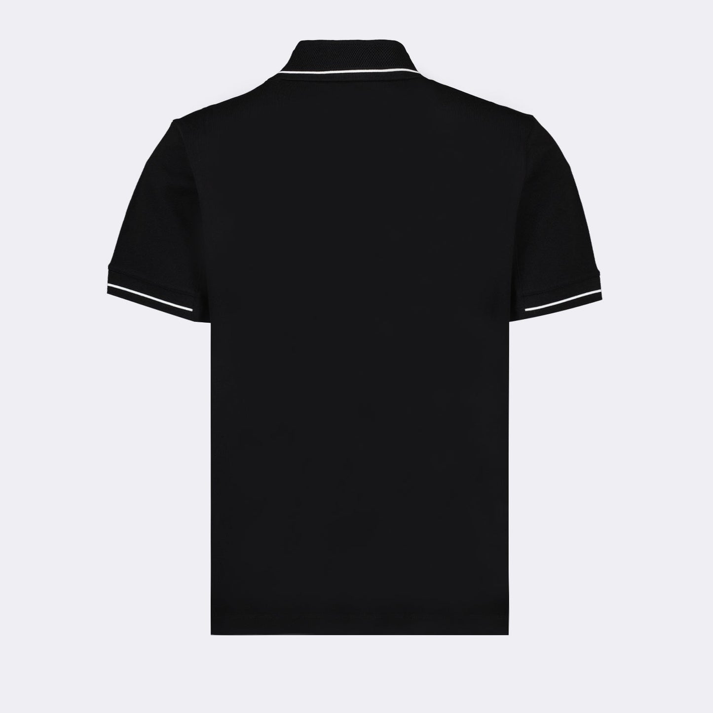 Moncler Black Polo Shirt with Tonal Logo and Contrast Trim