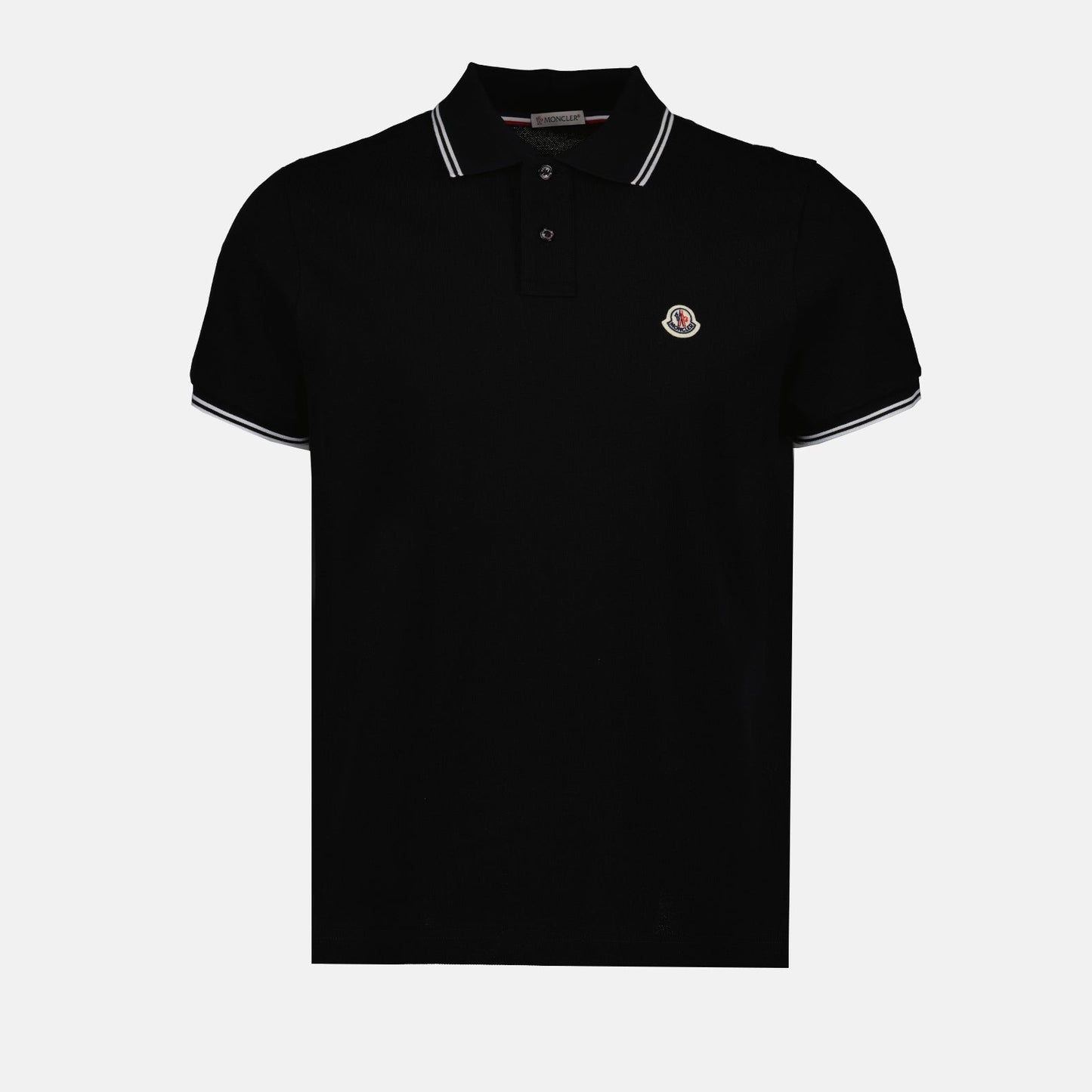 Moncler Black Polo Shirt with Signature Contrast Trim
