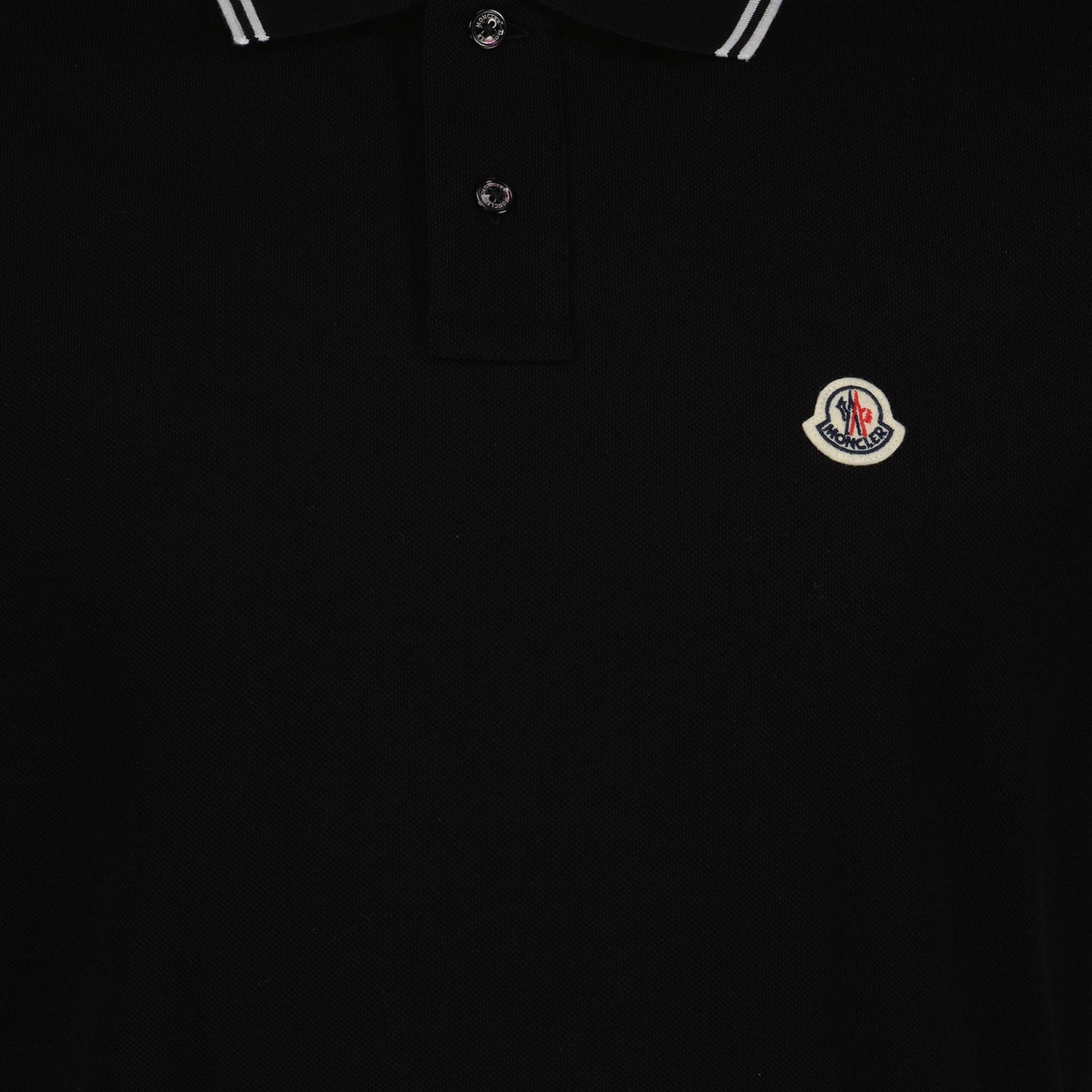 Moncler Black Polo Shirt with Signature Contrast Trim