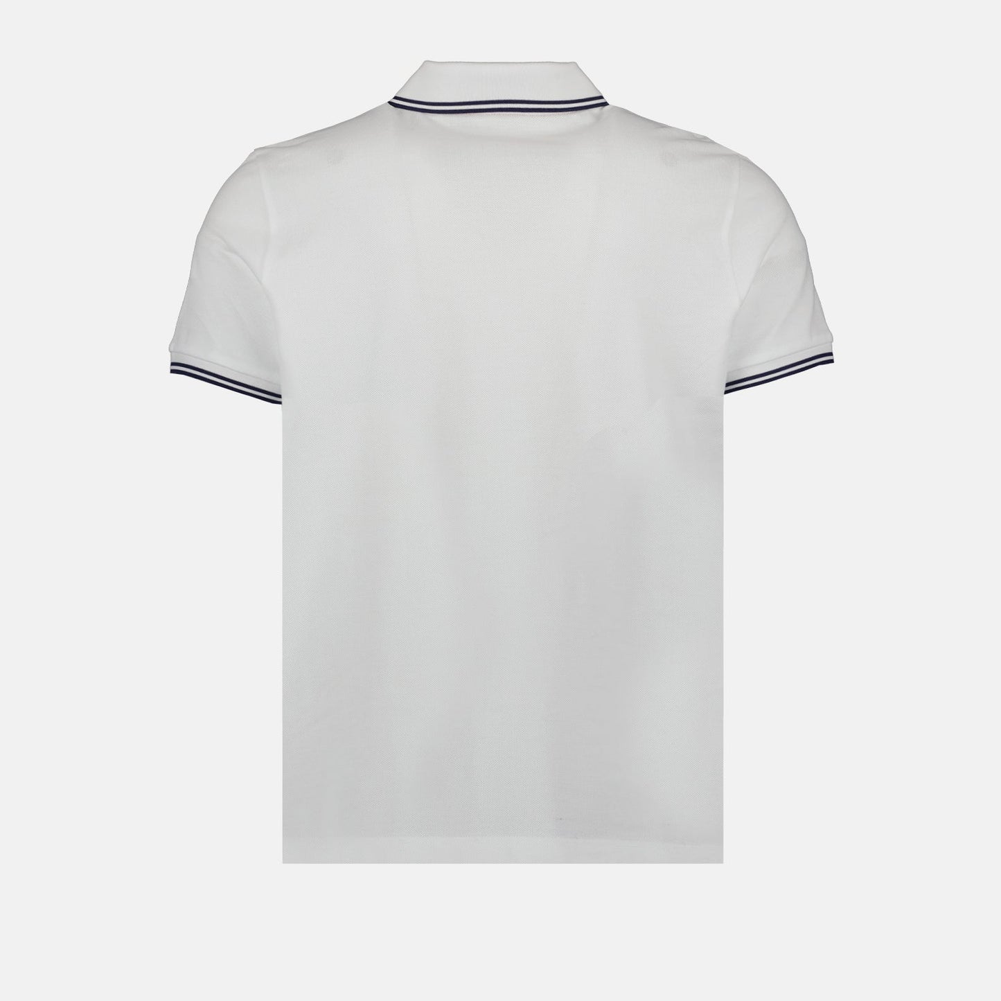 Moncler White Polo Shirt with Contrast Navy Trim