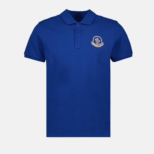 Moncler Blue Polo Shirt with Statement Logo