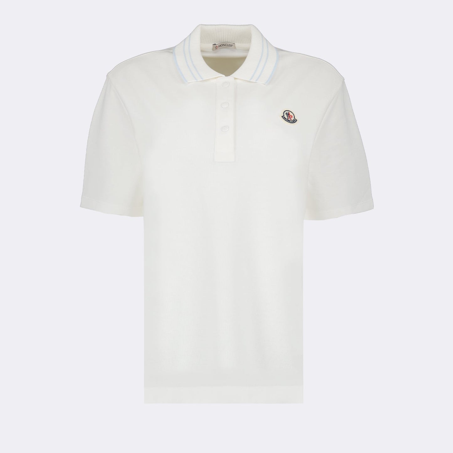White Polo Shirt with Subtle Stripe Collar