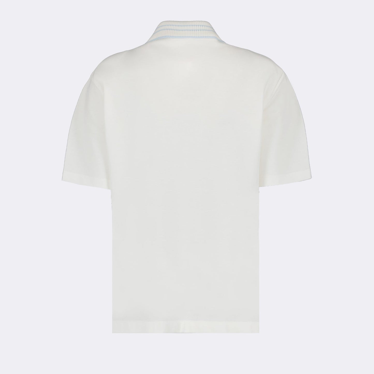 White Polo Shirt with Subtle Stripe Collar