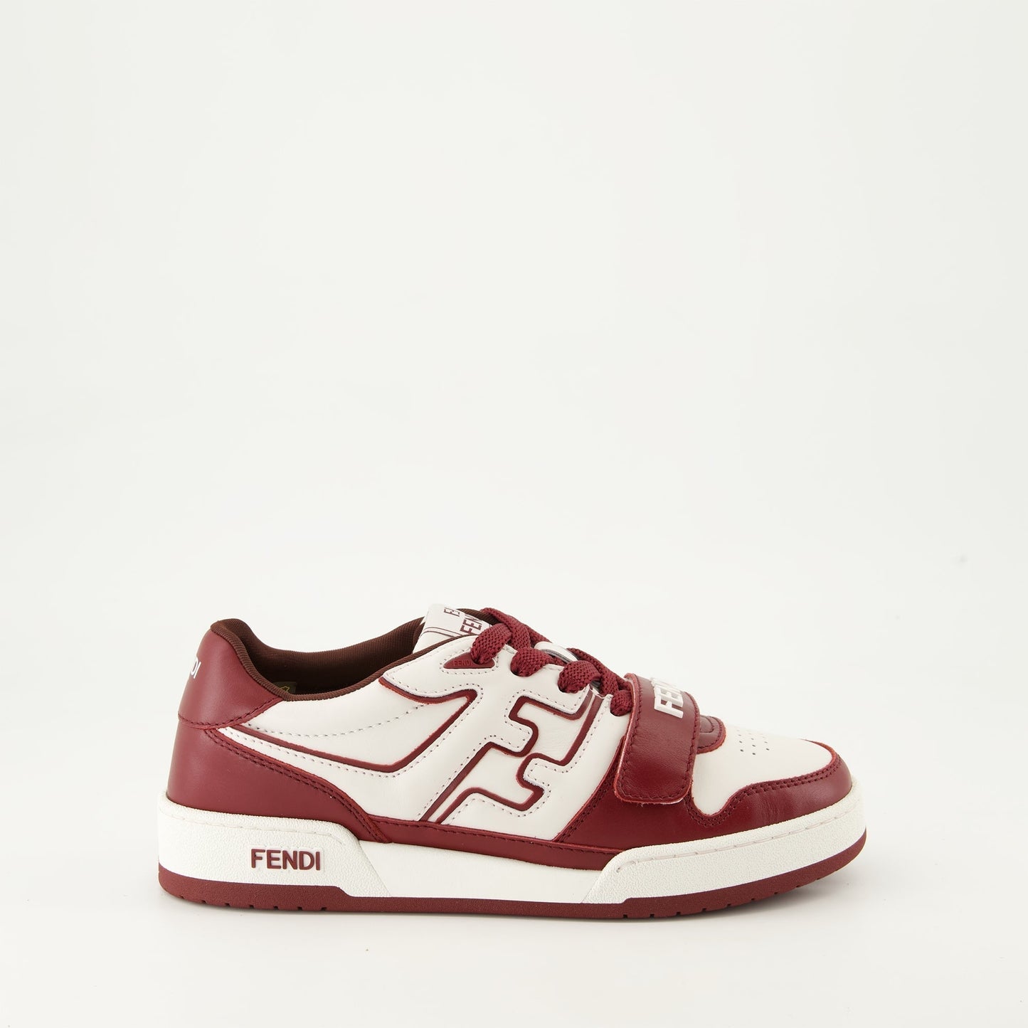 Burgundy & White Leather Sneakers
