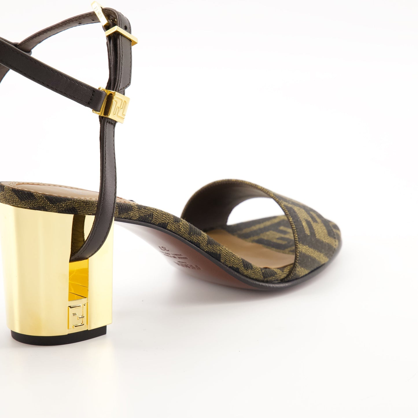 Jacquard Sandals with Metallic Heel