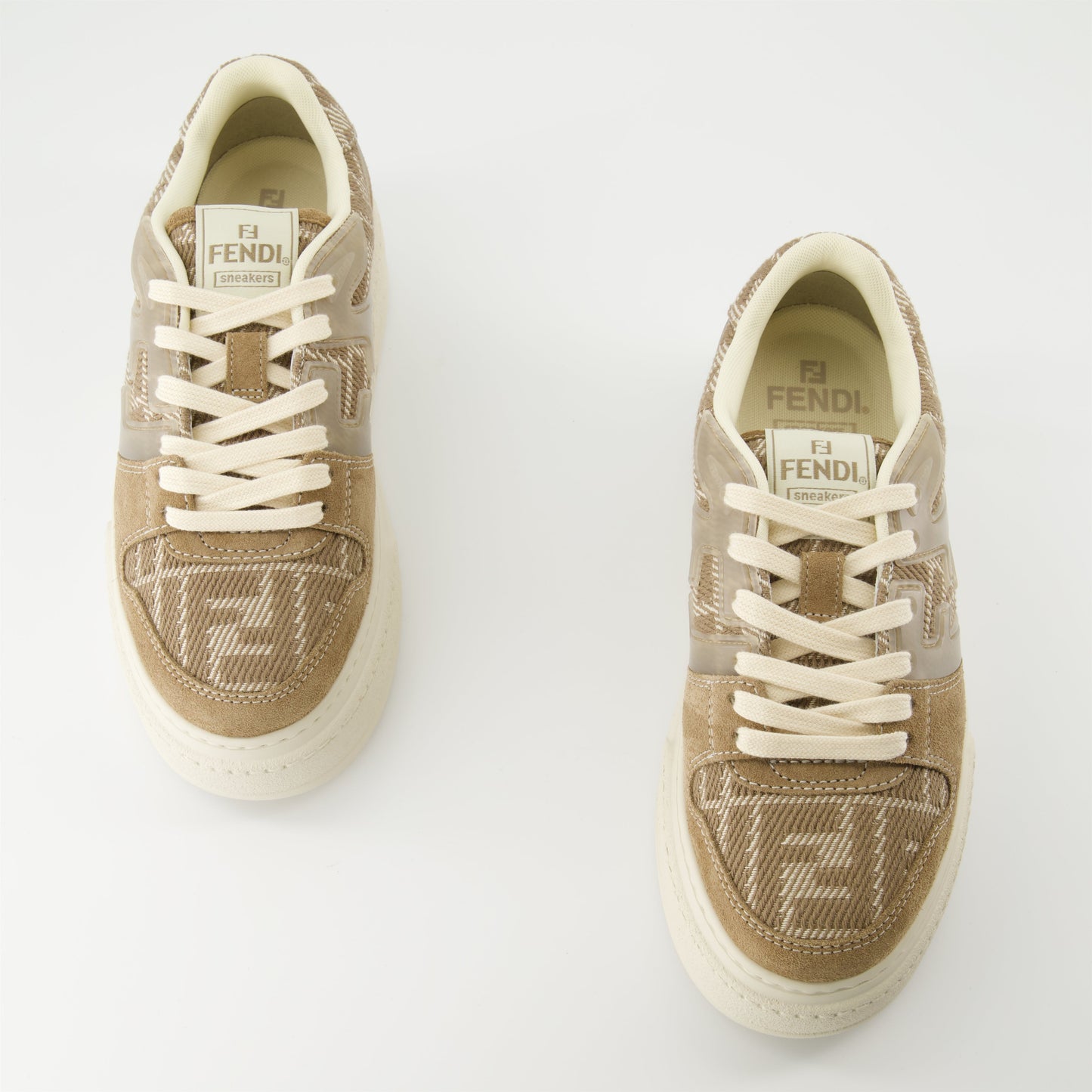 Platform Sneakers Beige Jacquard