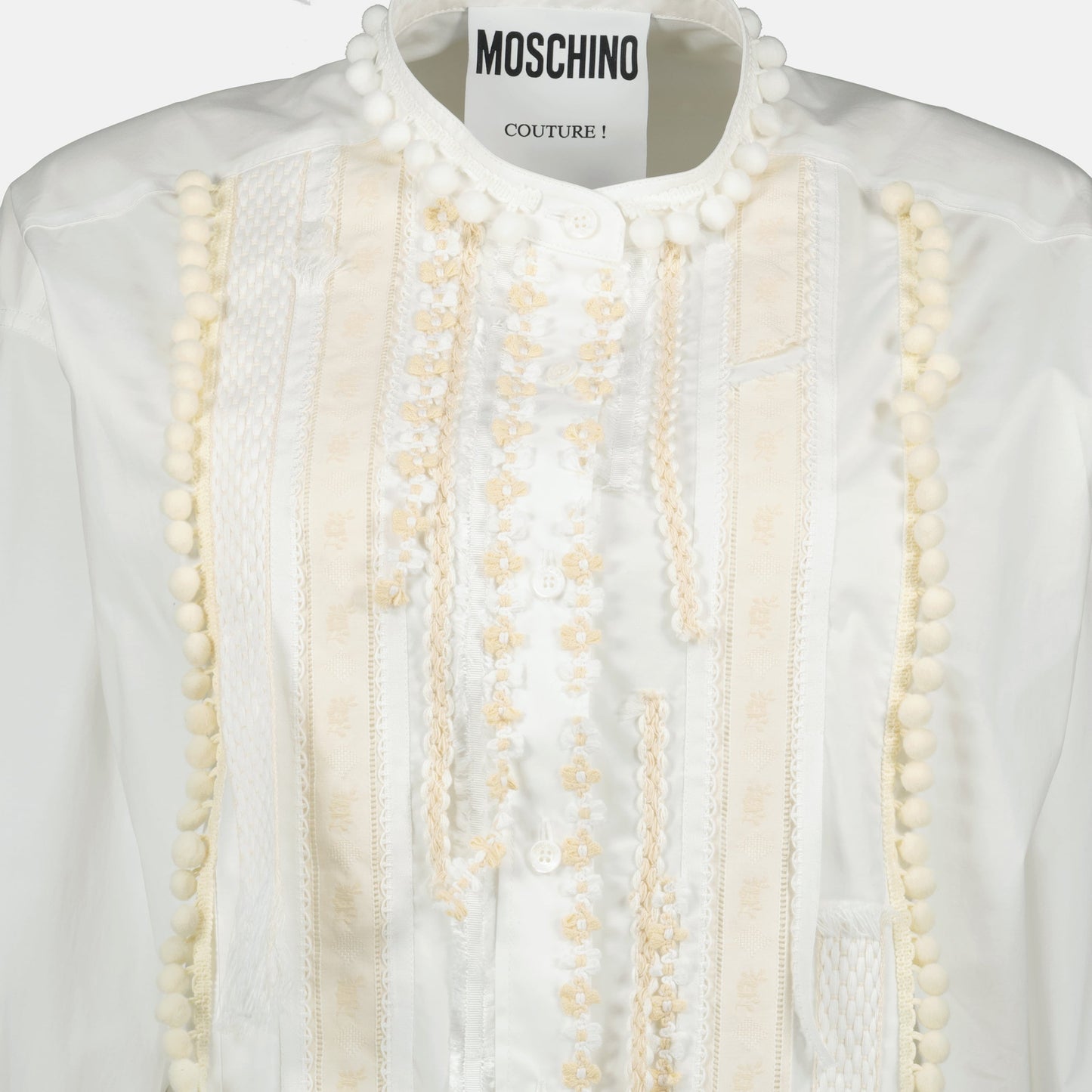 Embellished Lace-Detail Shirt Dress