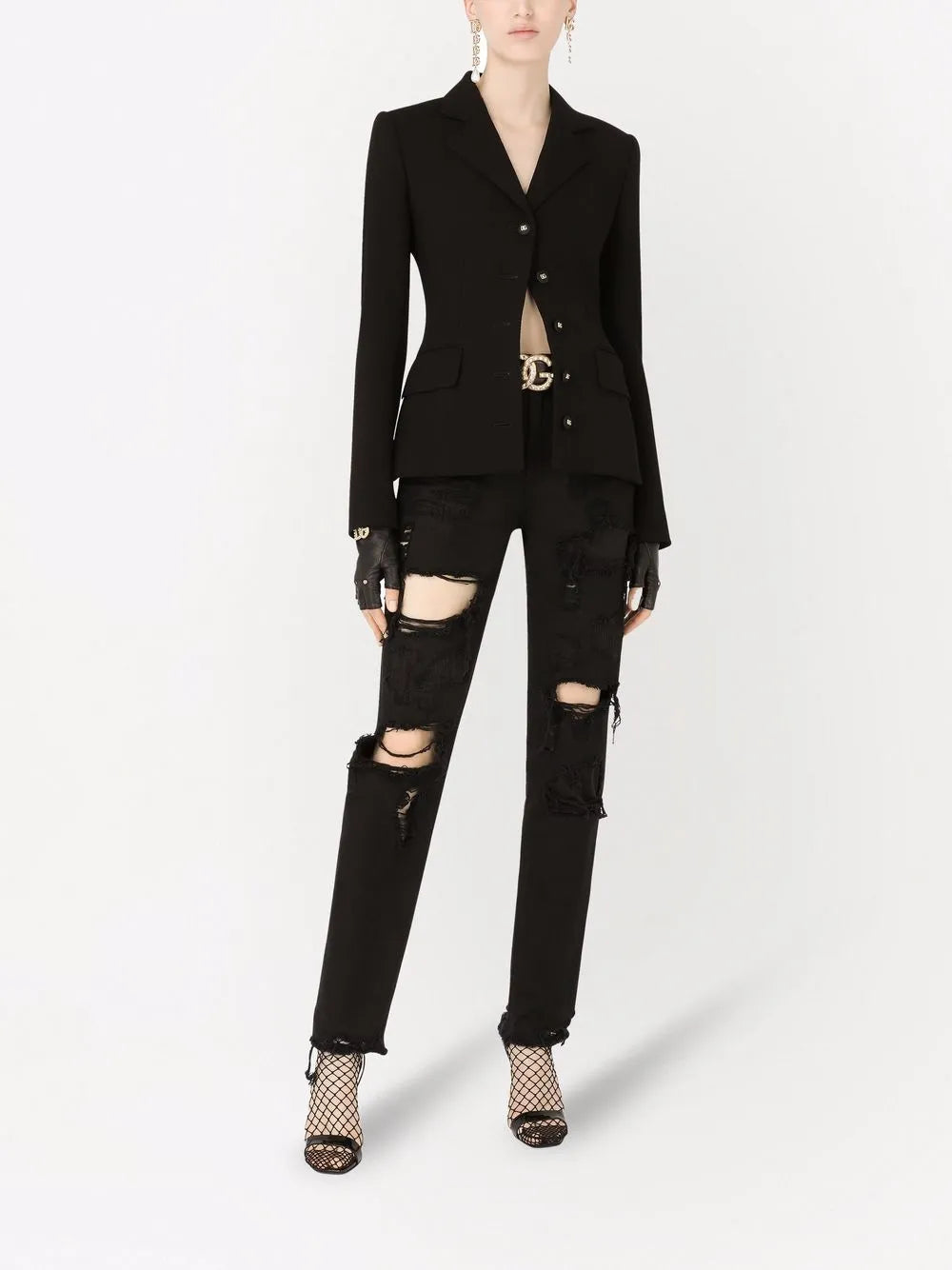 Distressed Black Slim-Fit Jeans