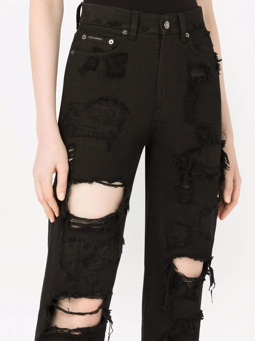Distressed Black Slim-Fit Jeans