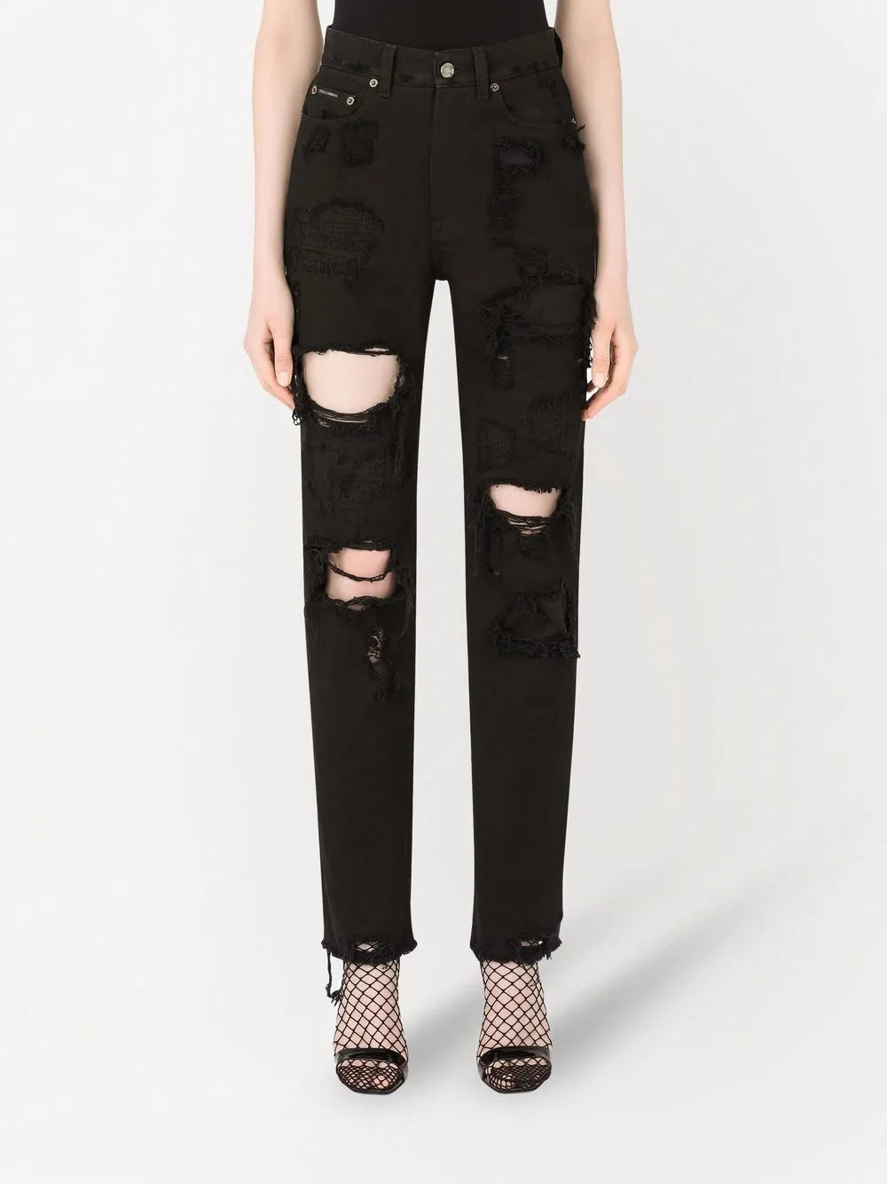 Distressed Black Slim-Fit Jeans