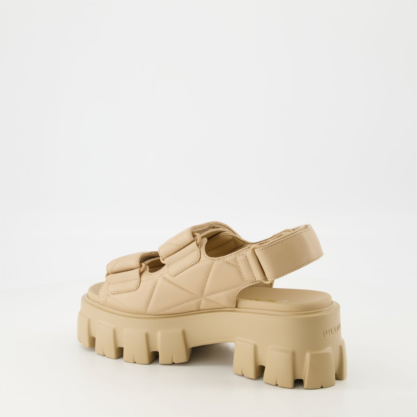 Quilted Platform Sandals-Beige