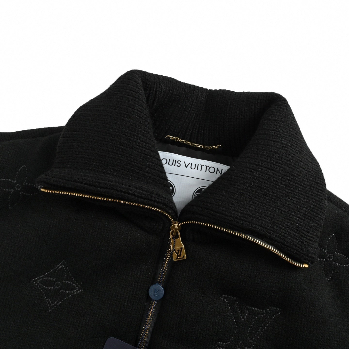 Monogram Outline Embroidered Knit Zip Jacket