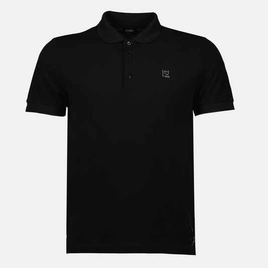 Fendi Black Polo Shirt with FF Logo Detail