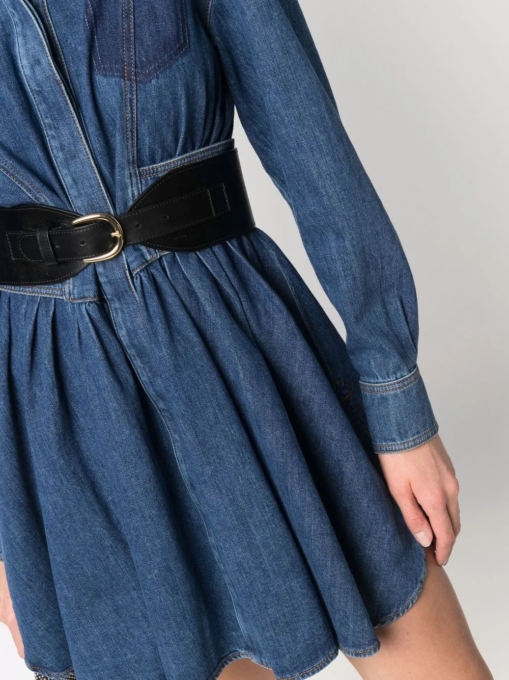 Structured Denim Fit-and-Flare Dress