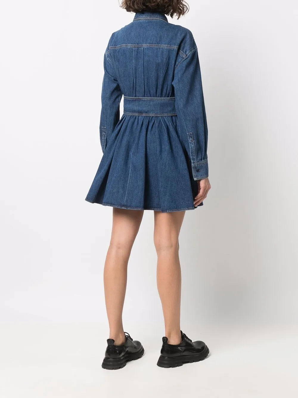 Structured Denim Fit-and-Flare Dress