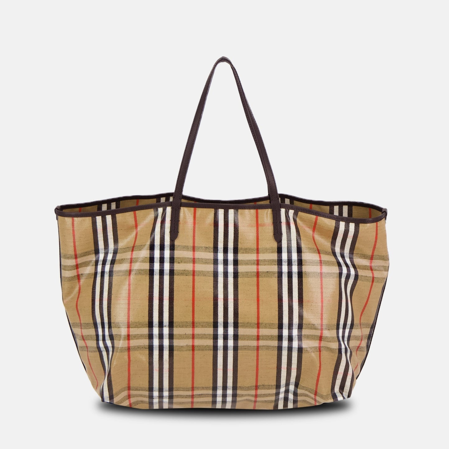 Check Coated Canvas Tote Bag