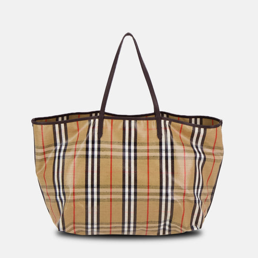Check Coated Canvas Tote Bag