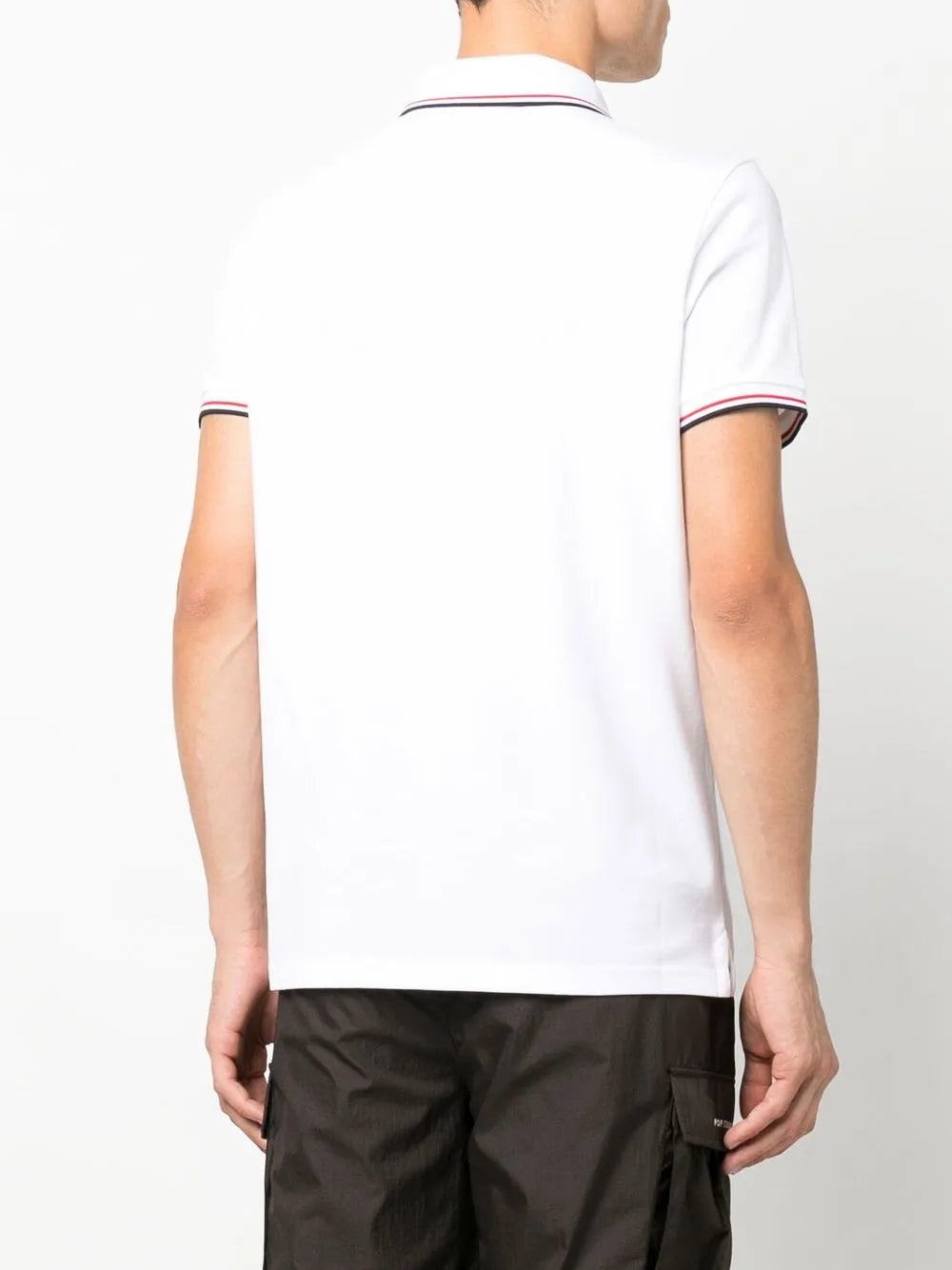 White Polo Shirt with Tricolour Trim