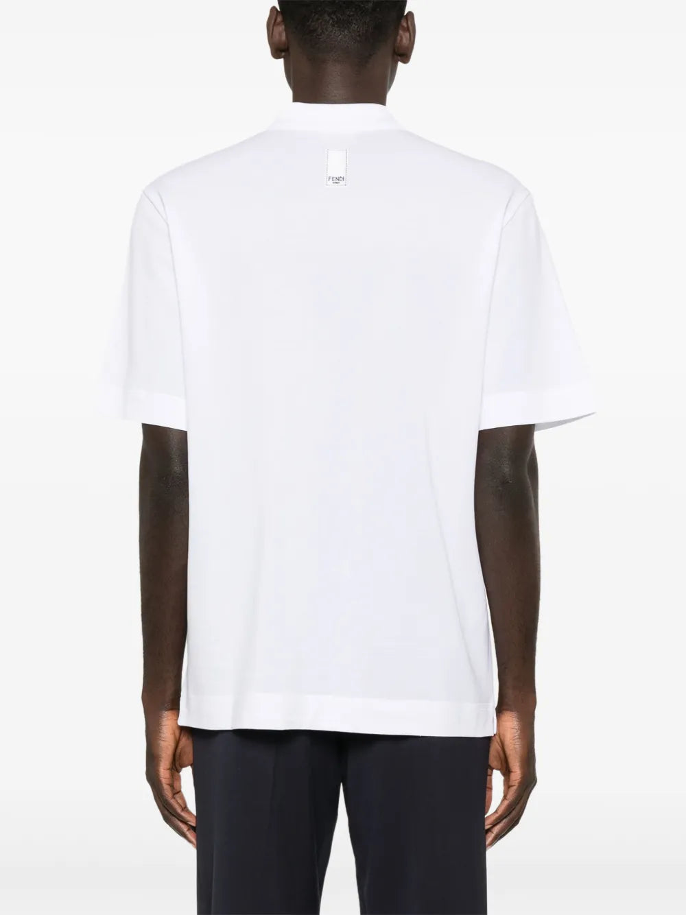 Fendi White Polo Shirt with Logo Patch Detail