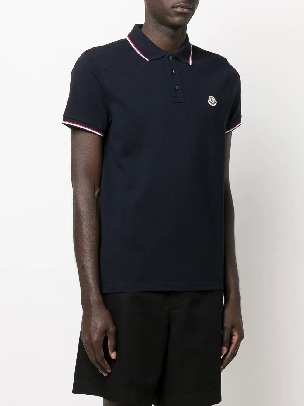 Navy Polo Shirt with Tricolour Trim