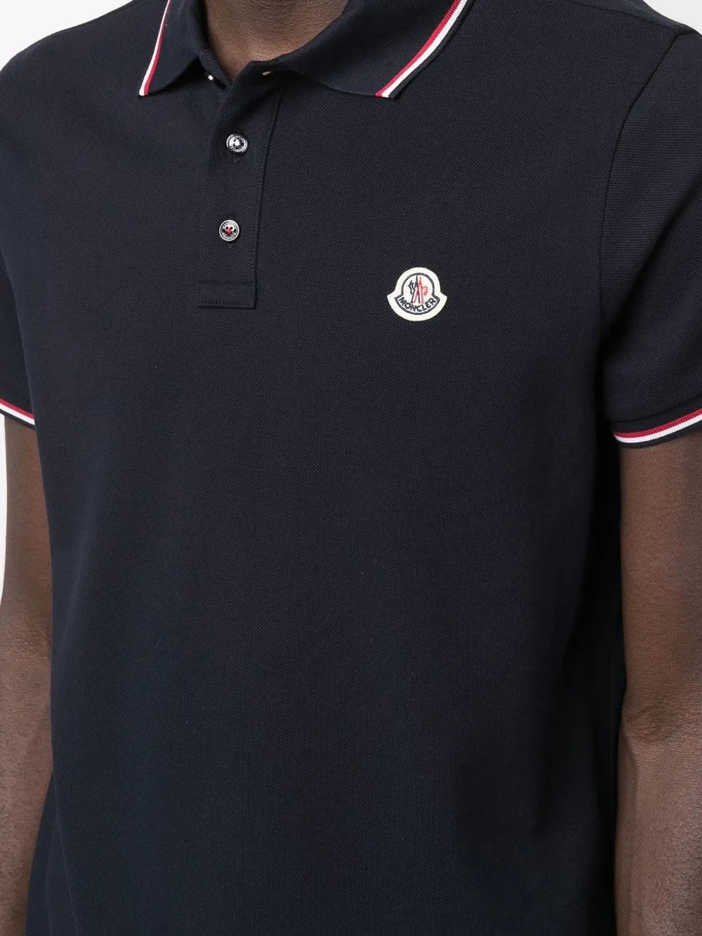 Navy Polo Shirt with Tricolour Trim