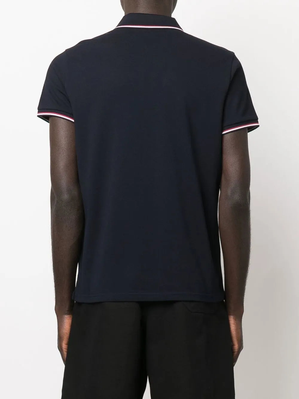 Moncler Navy Polo Shirt with Signature Tricolor Trim