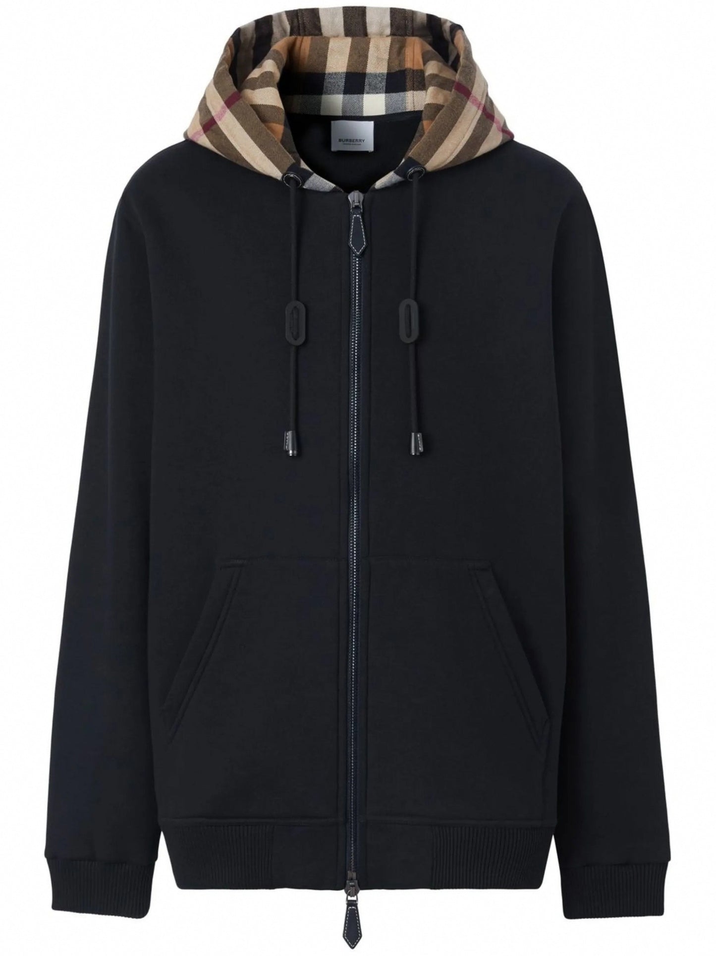 Check-Pattern Hooded Zip-Up Sweatshirt