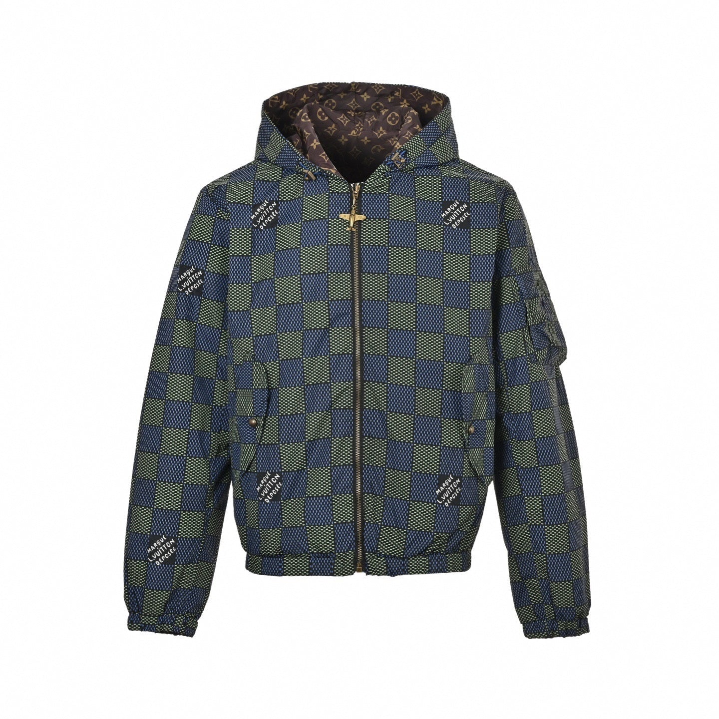 LV Reversible Monogram & Check Hooded Jacket