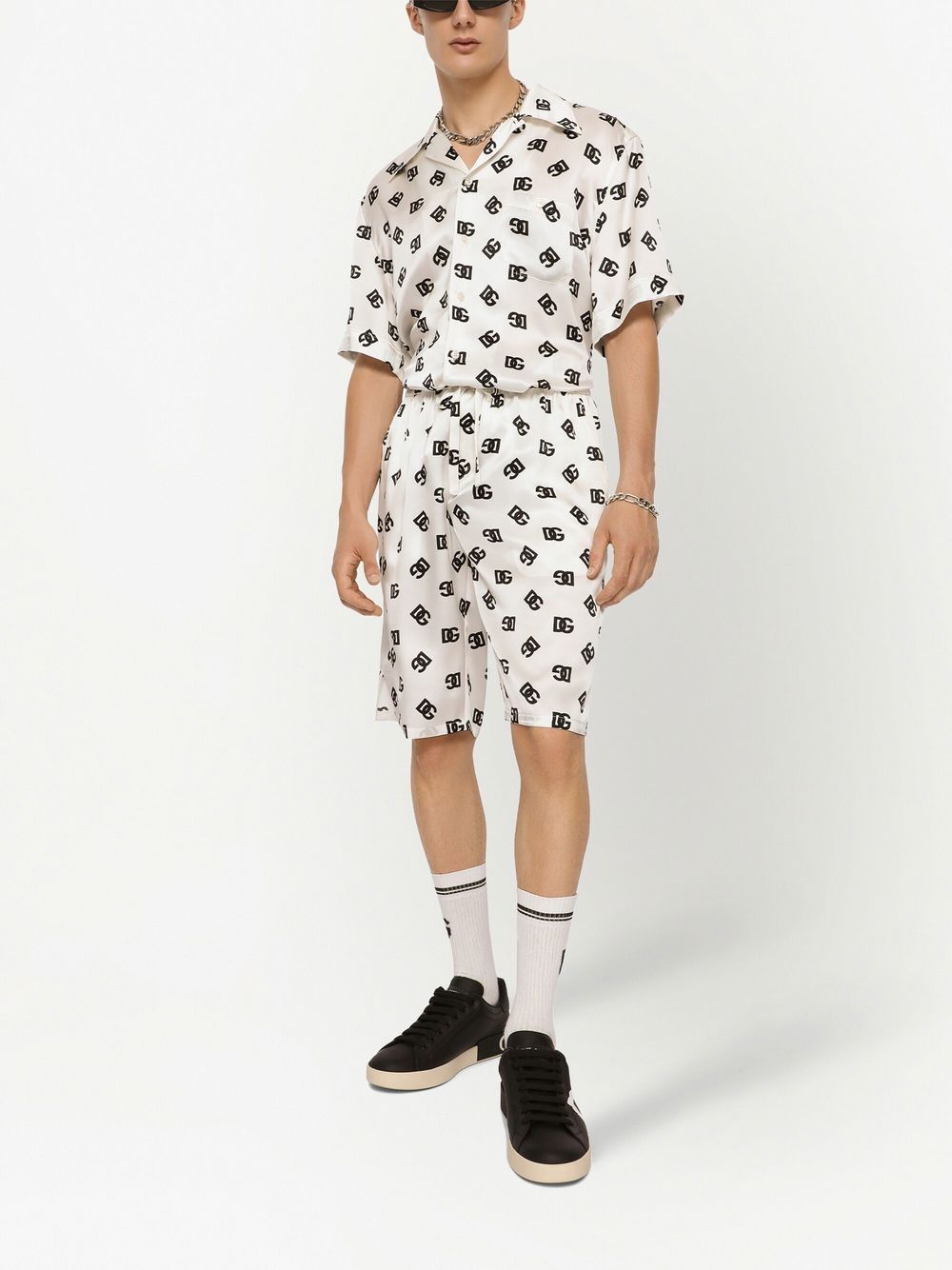 DG Monogram Silk Track Shorts