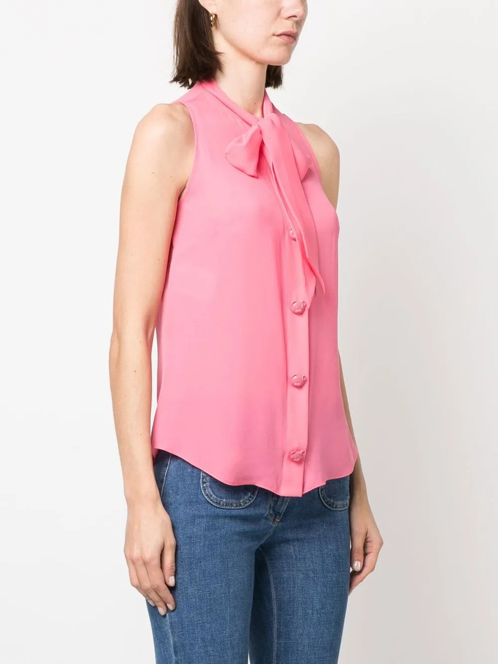 Silk Bow Blouse in Pink