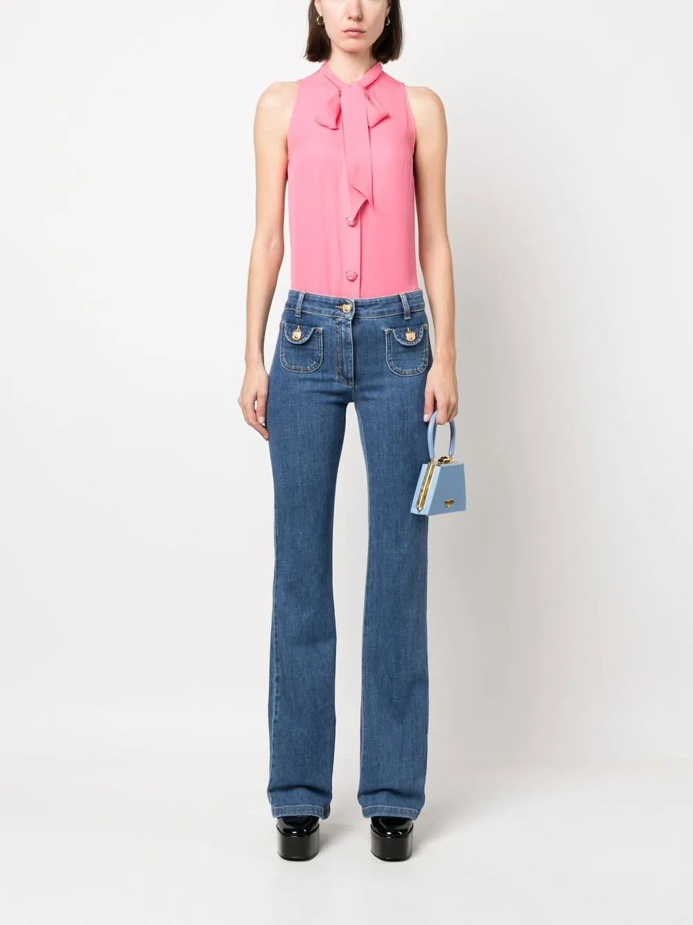 Silk Bow Blouse in Pink
