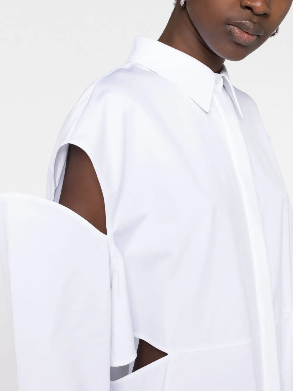 Sculptural Ruffle Shirt Dress