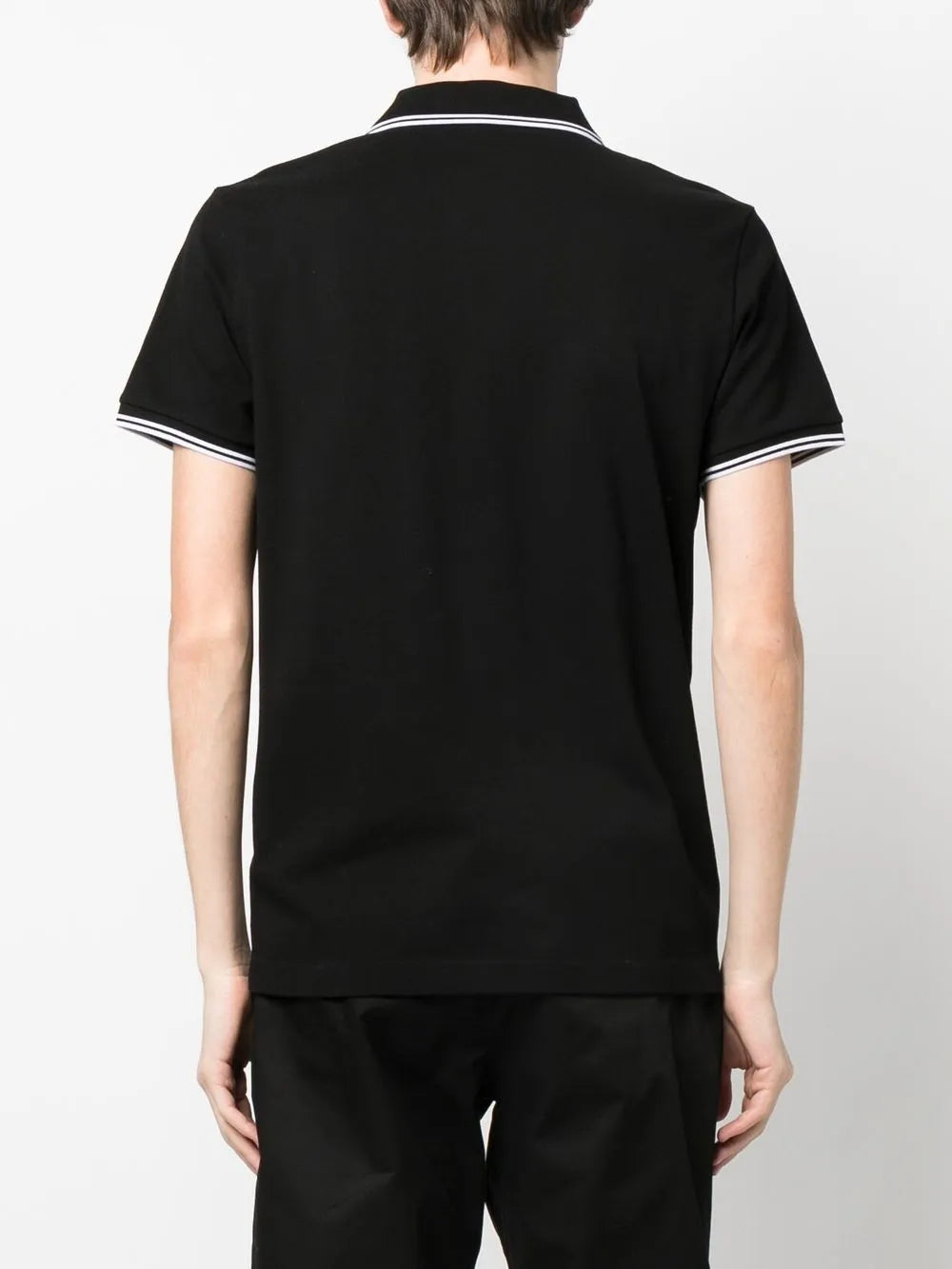 Moncler Black Polo Shirt with Signature Contrast Trim