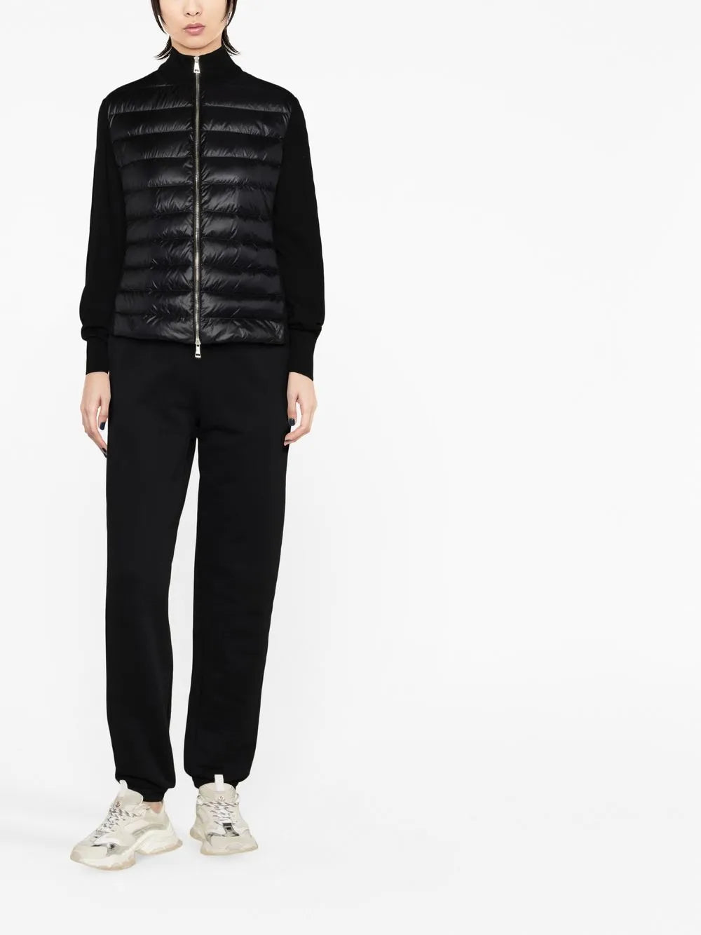 Knit Sleeve Puffer Jacket - Black