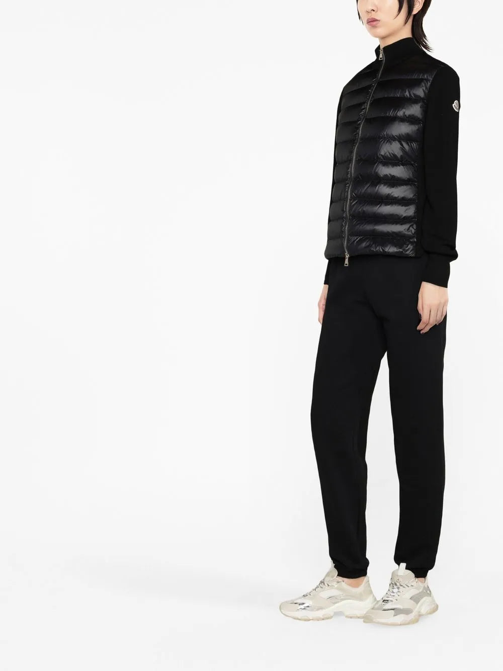 Knit Sleeve Puffer Jacket - Black