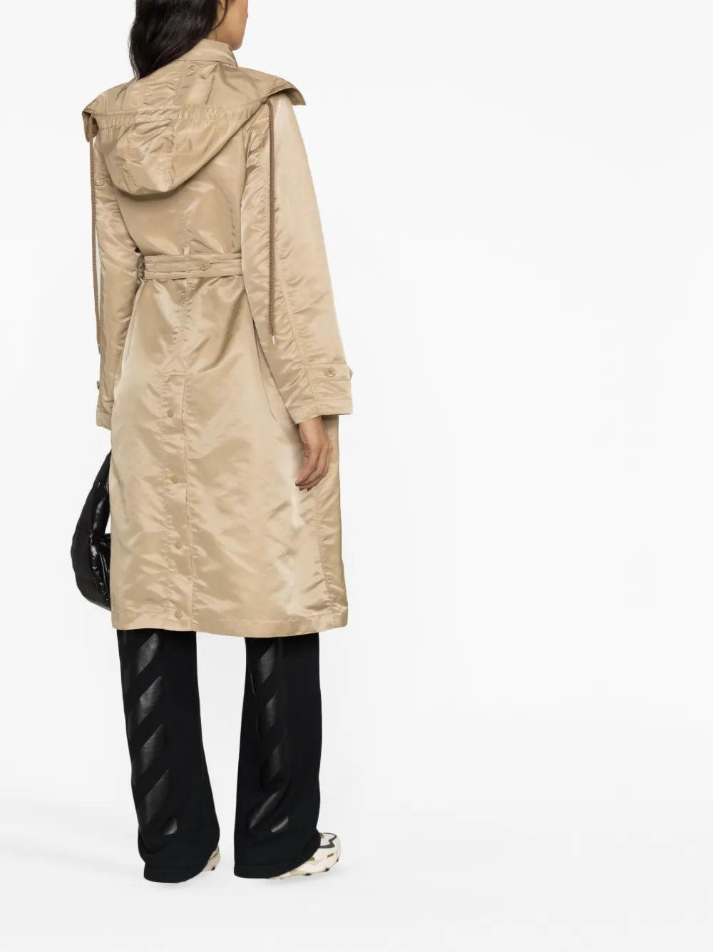 Beige Belted Technical Trench Coat
