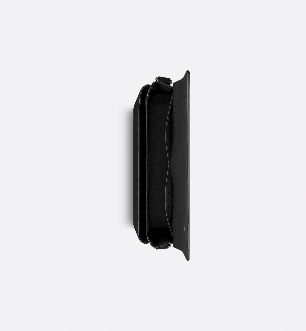 Minimal CD Logo Leather Messenger Bag (Black)