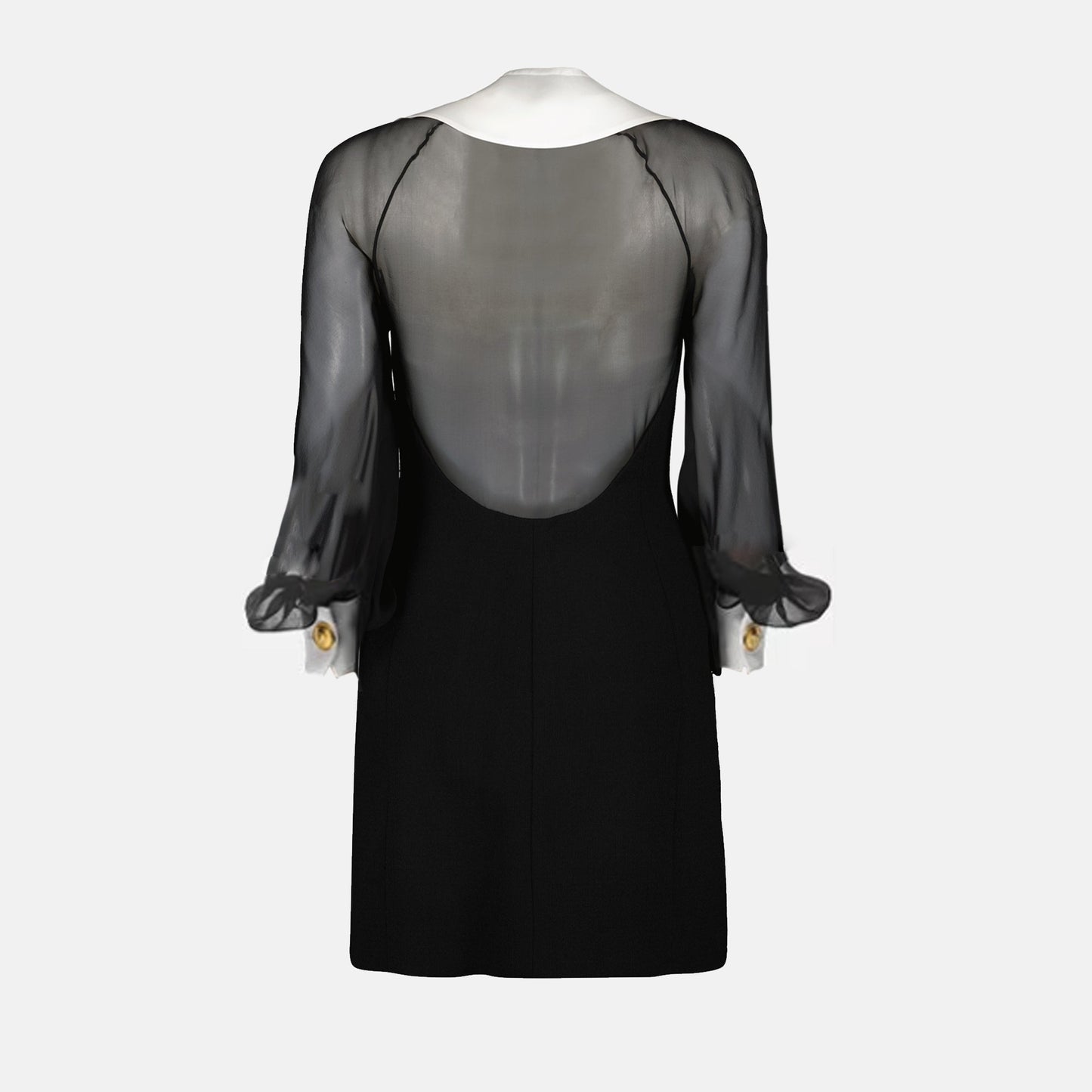 Sheer Sleeve Corset Mini Dress with Contrast Collar