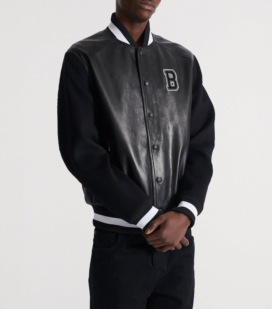 Leather & Wool Varsity Bomber Jacket