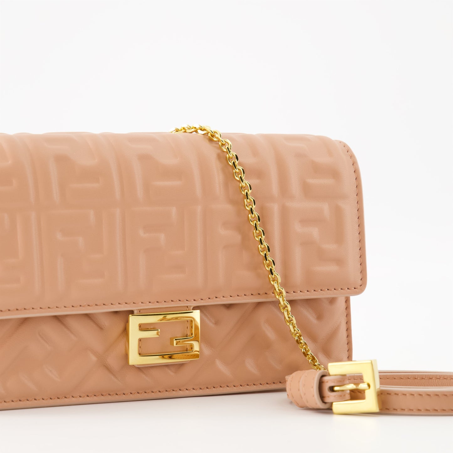 Baguette Chain Wallet – Embossed Leather