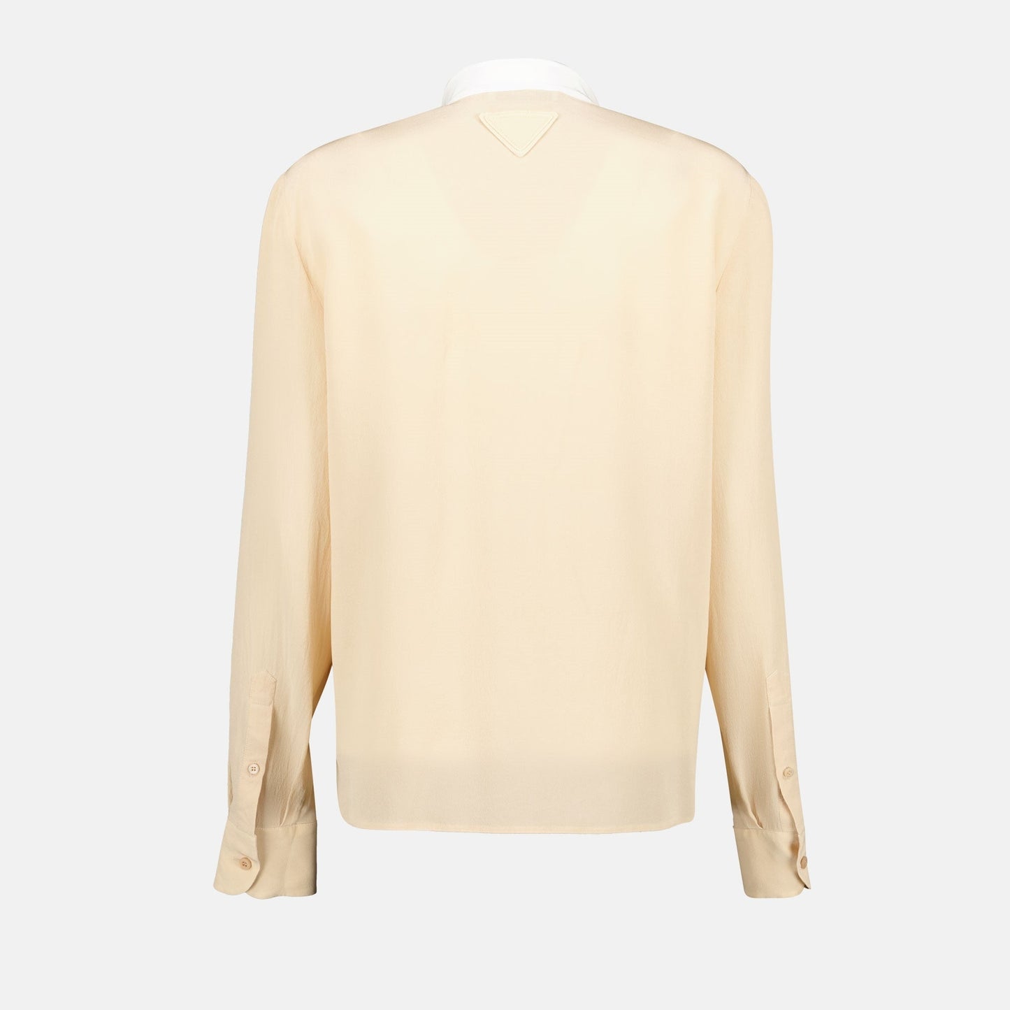 Cream Silk Bow Collar Blouse