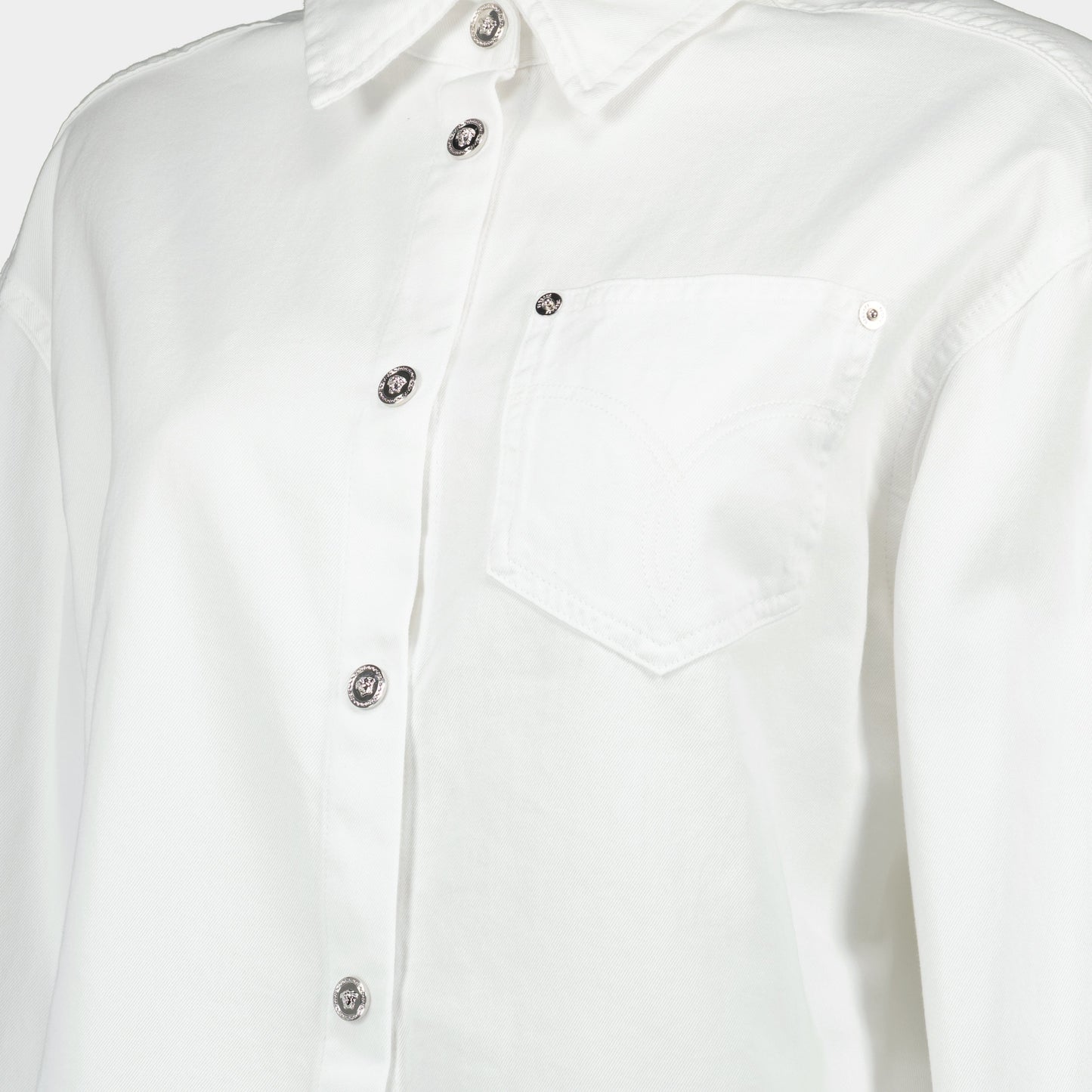 Cropped White Button-Up Shirt
