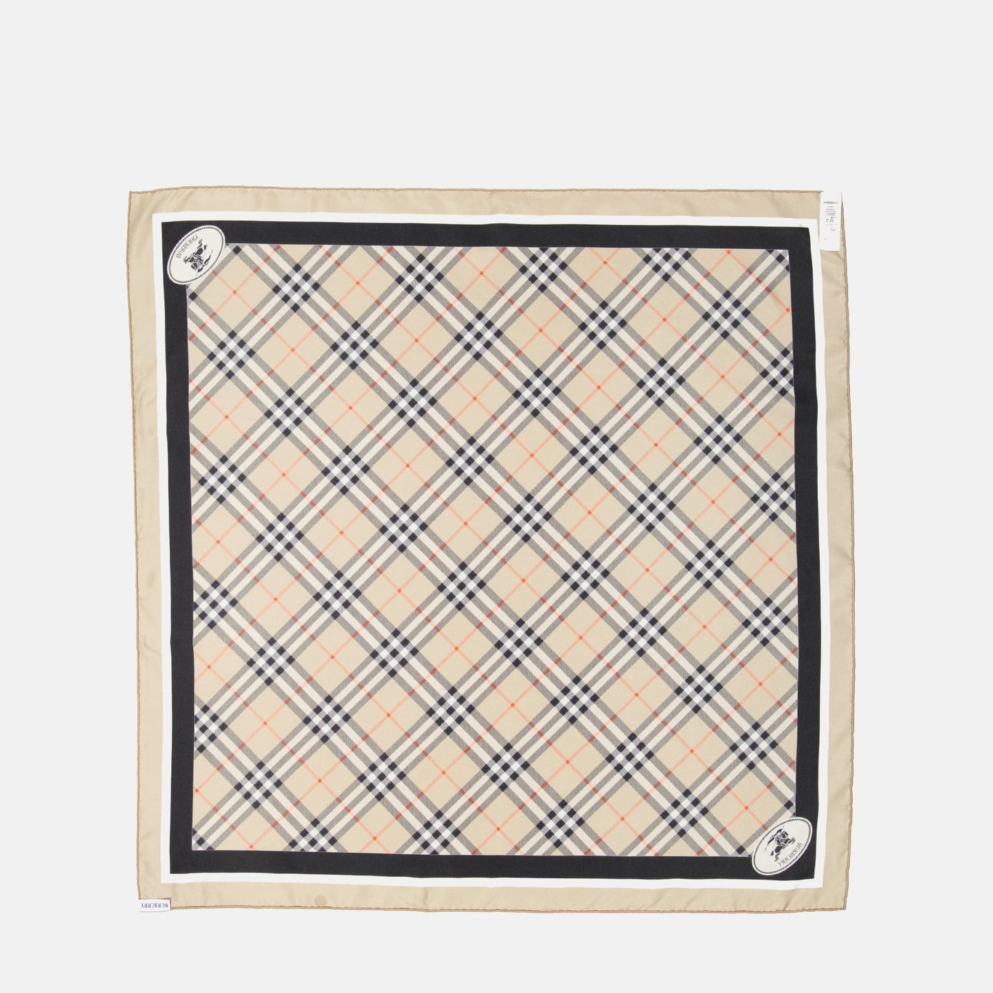 Check Silk Scarf with Contrast Border