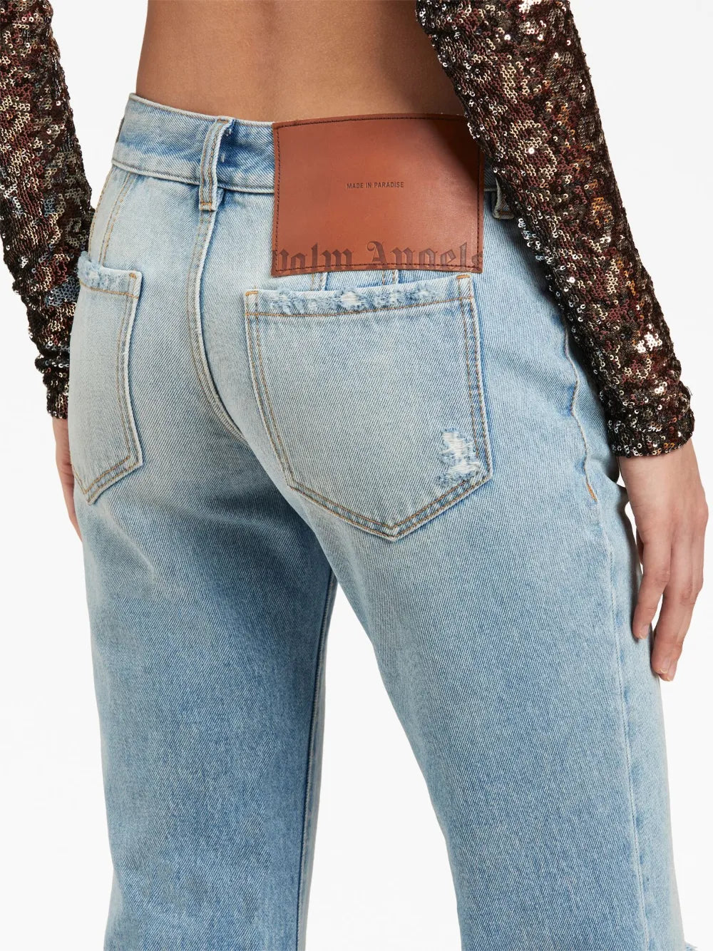 Distressed Flared Denim Jeans