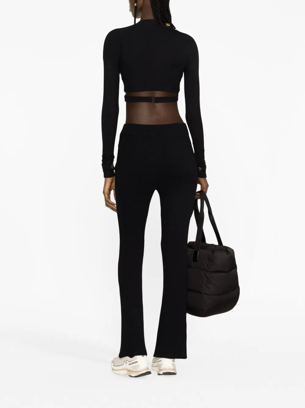 Ribbed Knit Flared Pants