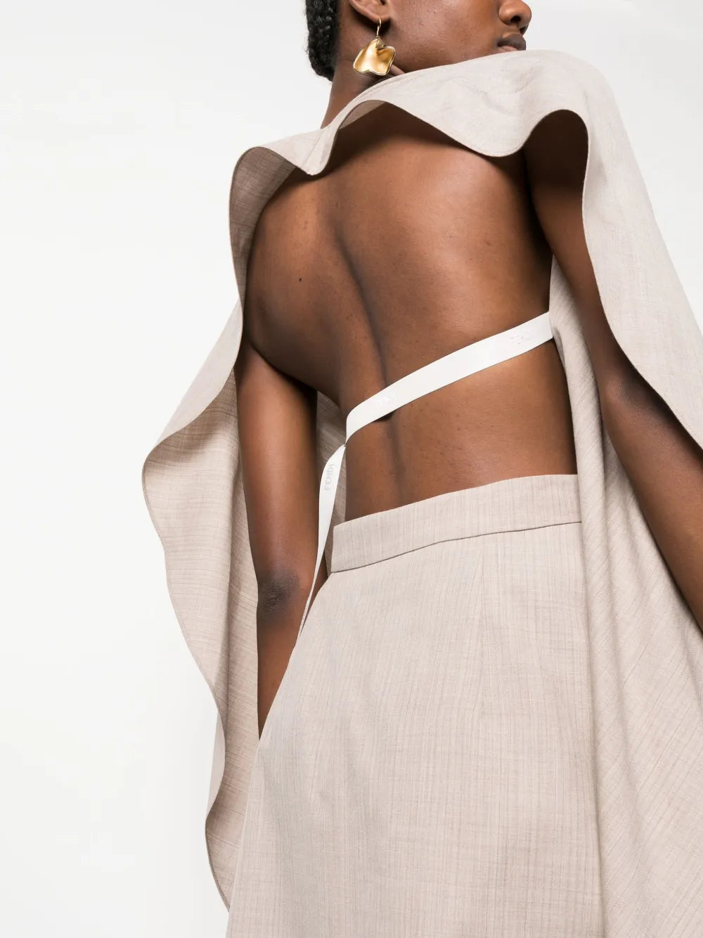 Draped Cape-Style Midi Dress