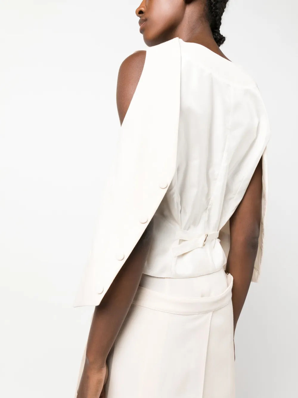 Ivory Draped Tailored Waistcoat