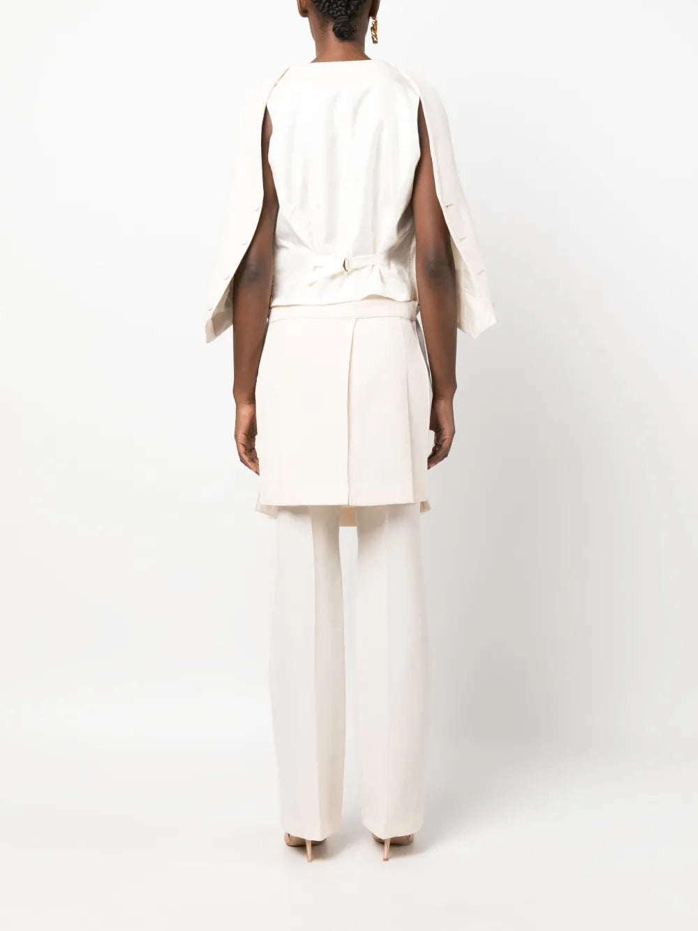 Ivory Draped Tailored Waistcoat