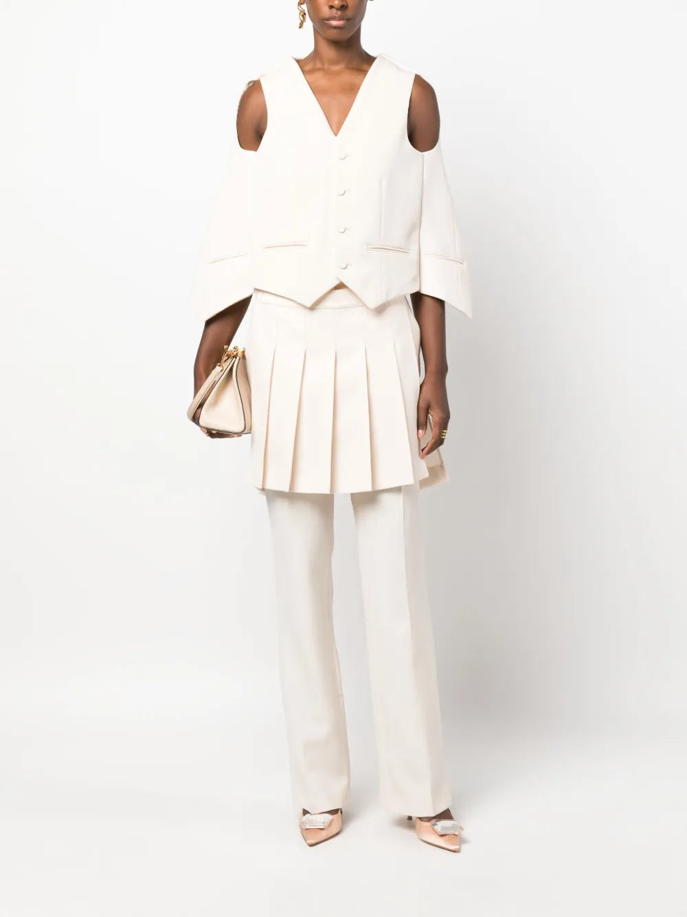 Ivory Draped Tailored Waistcoat
